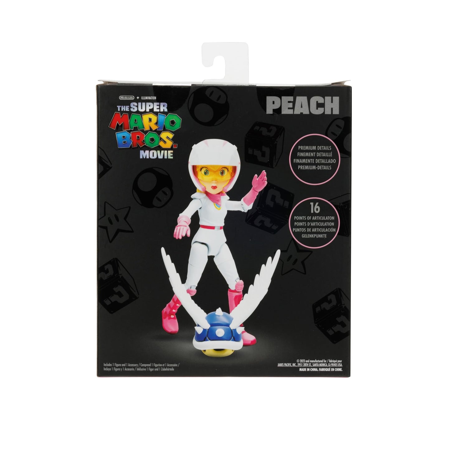 THE SUPER MARIO BROS. MOVIE 5 Inch Action Figure Series 2 Peach Figure in Motorcycle Outfit with Spiny Blue Shell