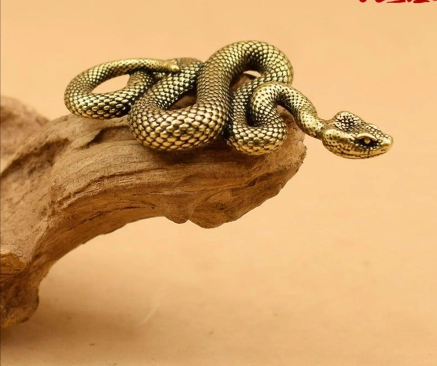 Aorvoras Miniature Snake Figurine, Brass Snake Figurines, Retro Snake Statue Ornament, Dollhouse Miniature Snake, Mini Micro Garden Landscaping