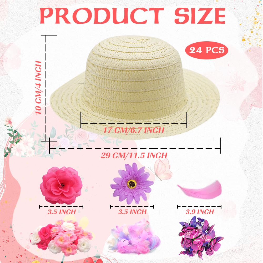 297 Pcs DIY Tea Party Hat Set for Girl Kid Cowboy Dress Up with 24 Pcs Hats
