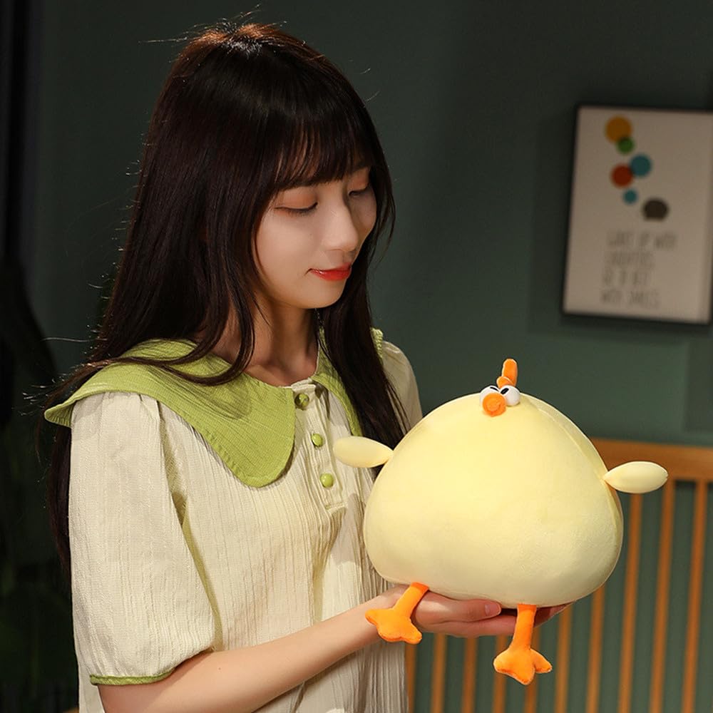 XIYUAN Fat Chicken Plush Pillow Super Soft Mother Hen Doll Plush Toy 17.7inch Funny CuteChicken Neck Pillow Yellow Chicken Stuffed Animal for Boys