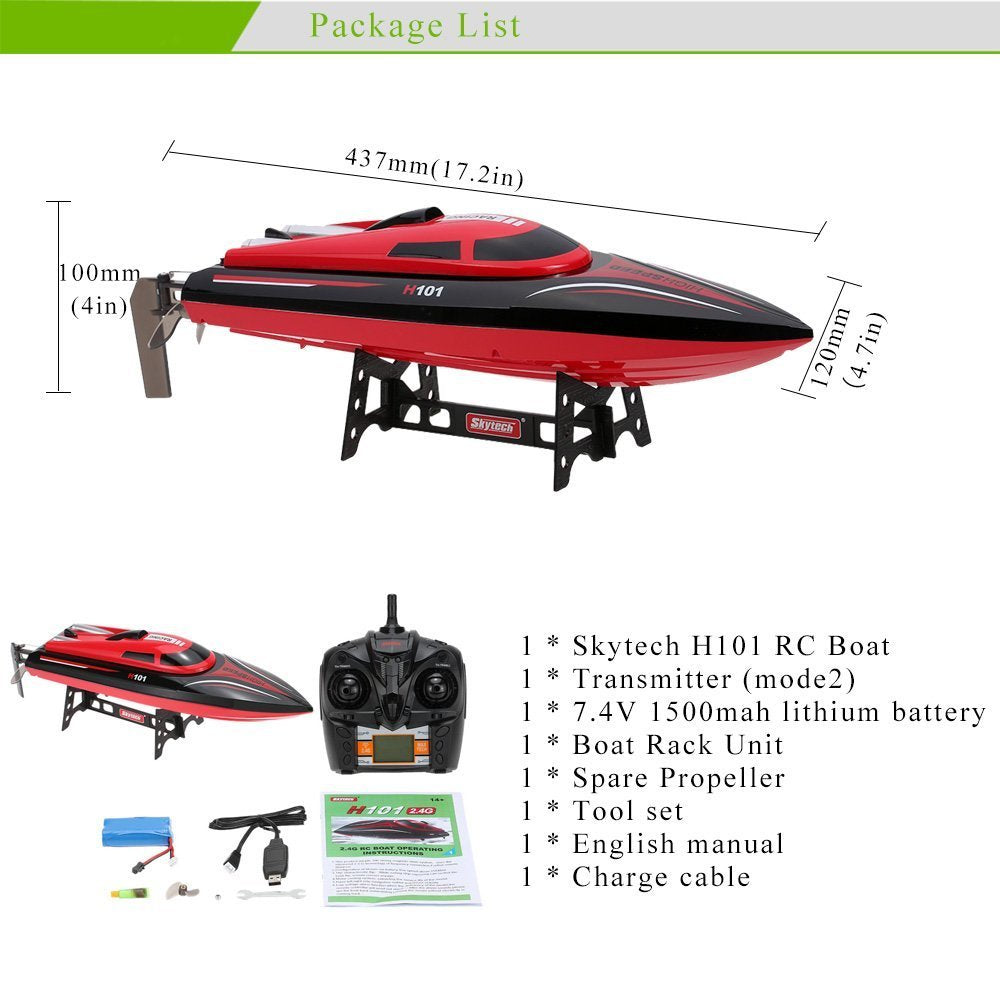 FMT H101 2.4G Remote Controlled 17 Inch Over Size 25KM/H 180 Degree Flip High Speed Electric RC Racing Boat for Pools, Lakes and Outdoor Adventure