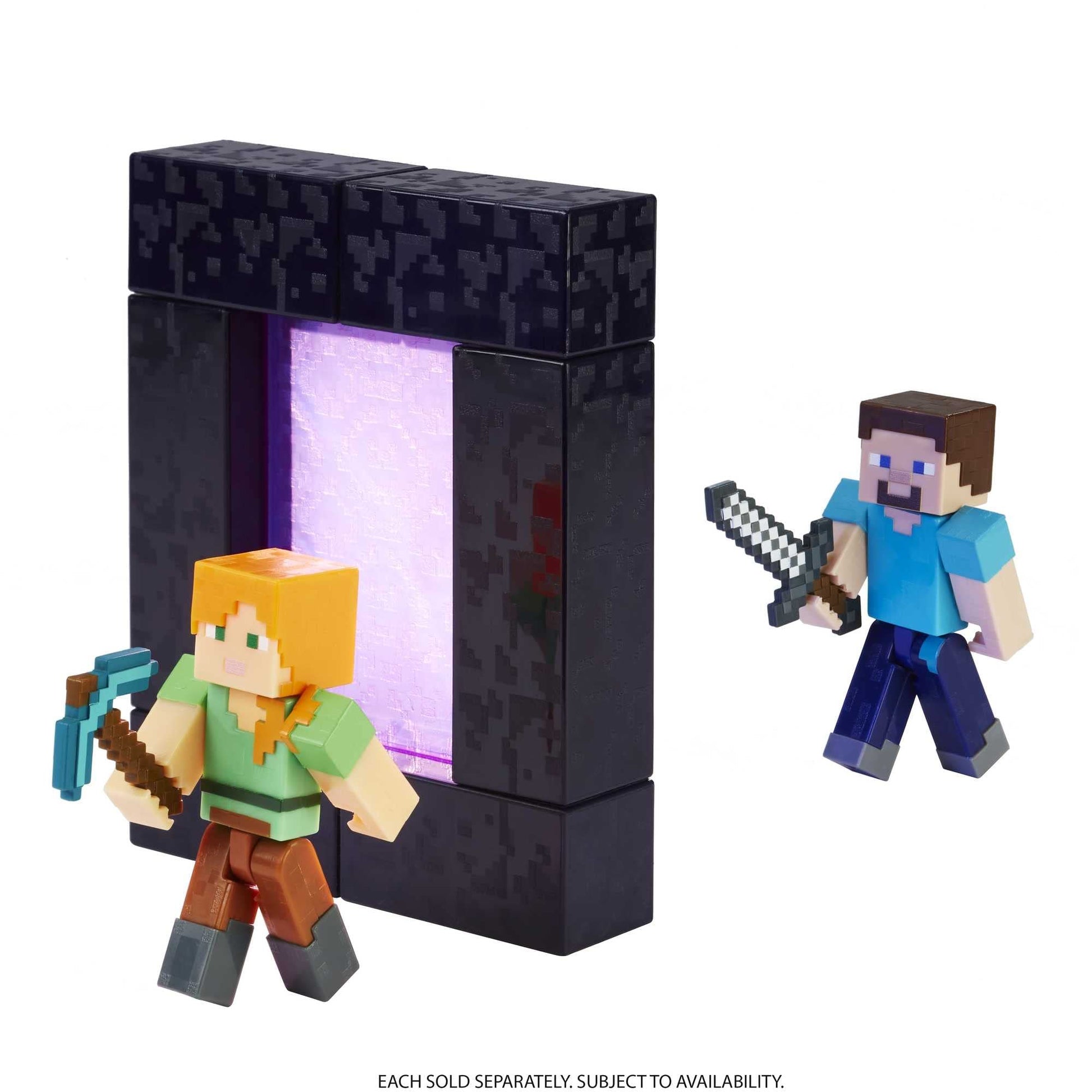 Minecraft Steve Action Figure, 3.25-in, with 1 Build-a-Portal Piece & 1 Accessory, Building Toy Inspired by Video Game, Collectible Gift for Fans