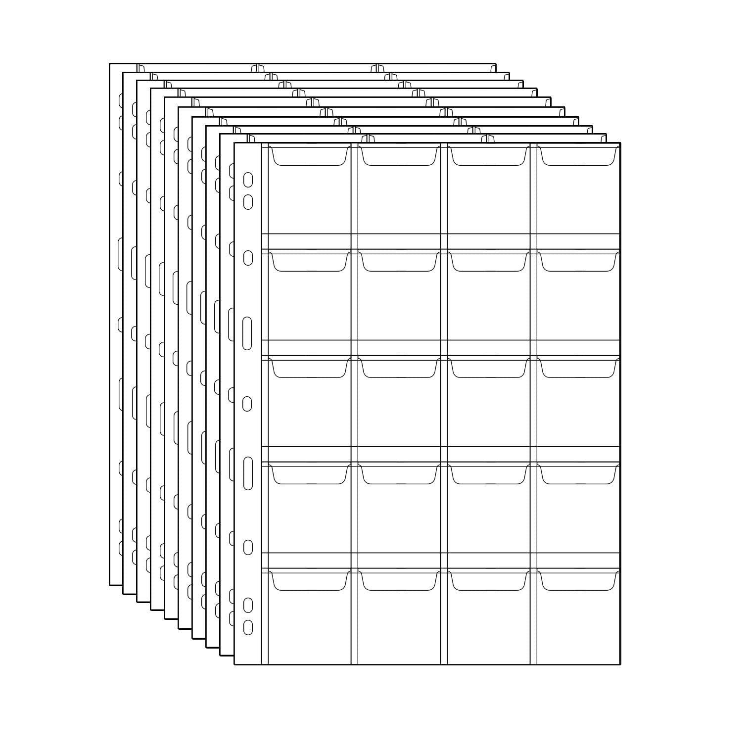 Coin Pocket Pages - Standard 9-Hole Coin Pocket Inserts Collecting Sleeves for Coins 10 Sheets CS03 Series (20 Pocket(44mm X 48mm Each Pocket), 10