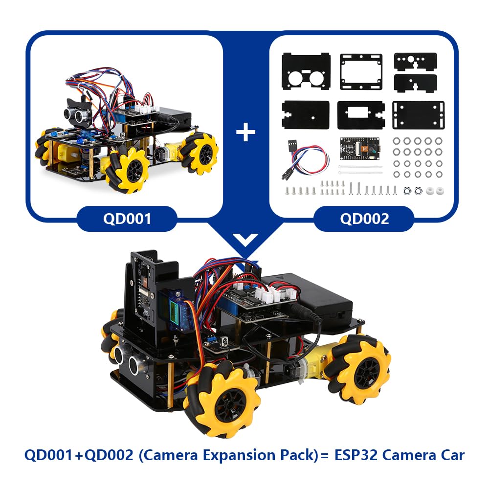 ACEBOTT 3MP Camera Expansion Pack Smart Car Starter Kit, Robotics Kit for Kids Ages 8-12 12-16, STEM Toys Coding Robot Kit for Teens & Adults(QD002)