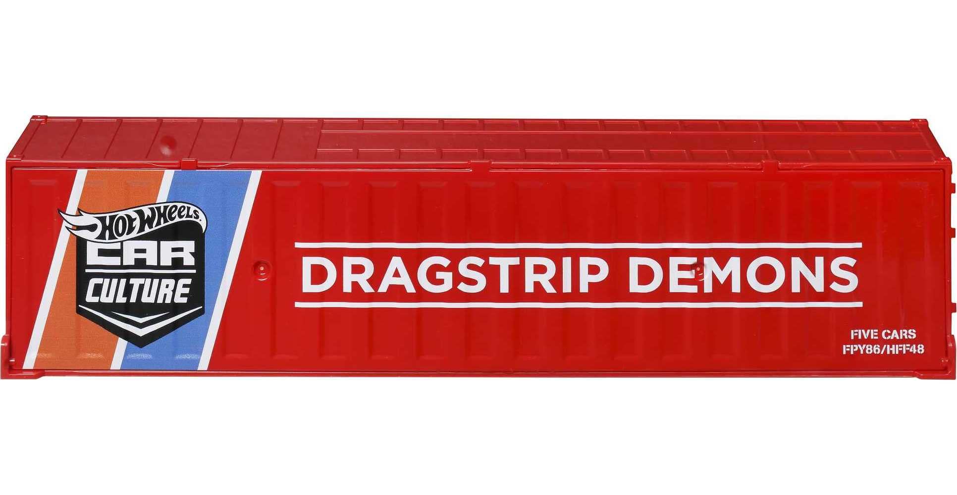 Hot Wheels Premium Toy Cars & Trucks, Lion’s Roar Container Set with 5 Die-Cast 1:64 Scale Drag Racing Vehicles in Collectable Display Container