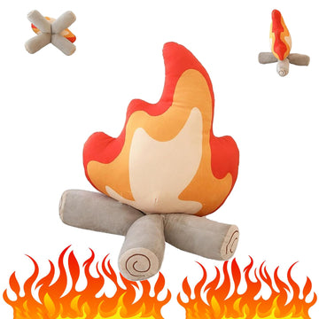 Funny Campfire Plush,17.7 in Simulation Fake Campfire Pillow, Soft Stuffed Cartoon Fire Doll Campfire Firewood Toys, Simulation Bonfire Plush Toy