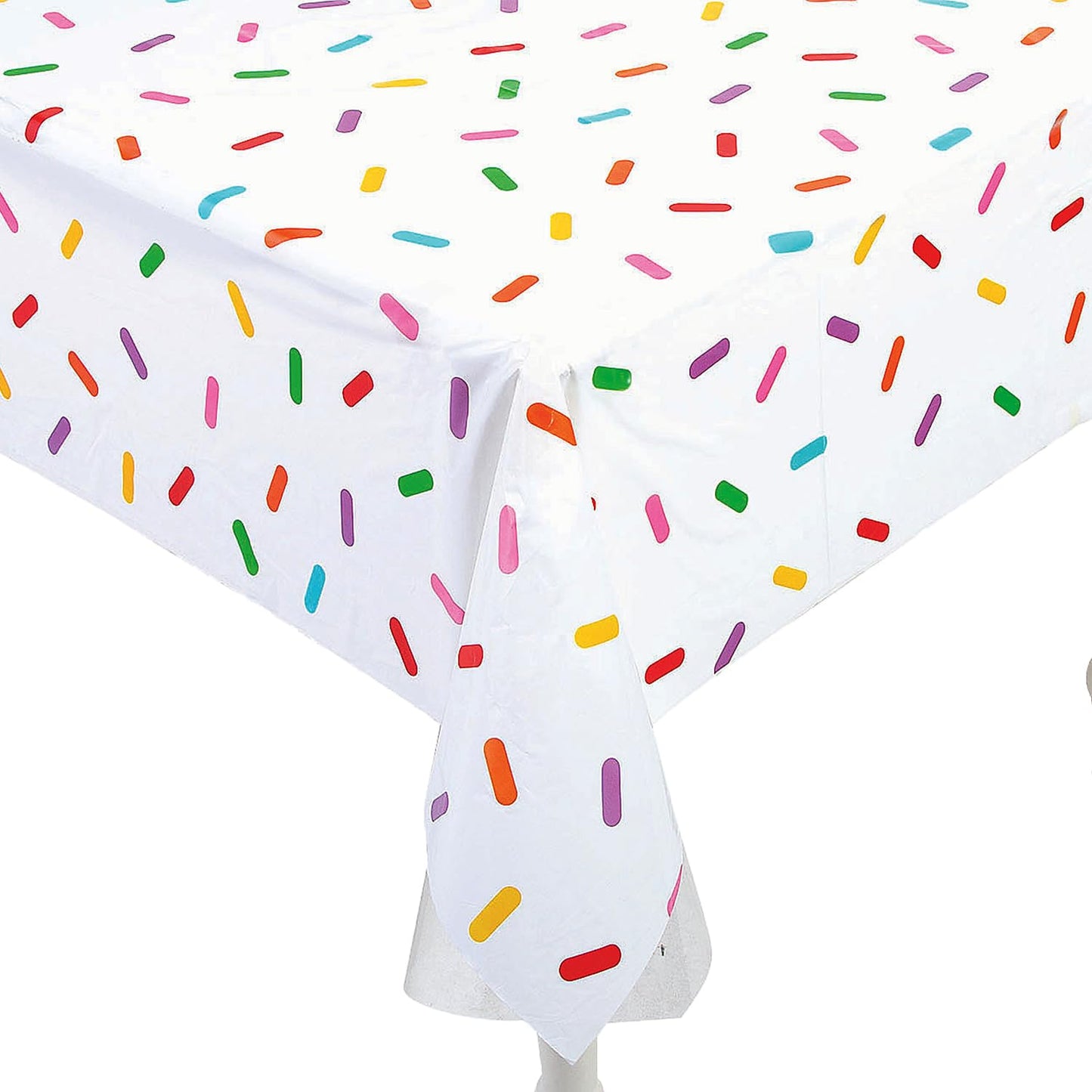 Fun Express Birthday Sprinkle Table Cloth Roll - Plastic Table Cover Disposable 40 x 100 Foot - Party Tablecloth for Rectangle Table | Bulk
