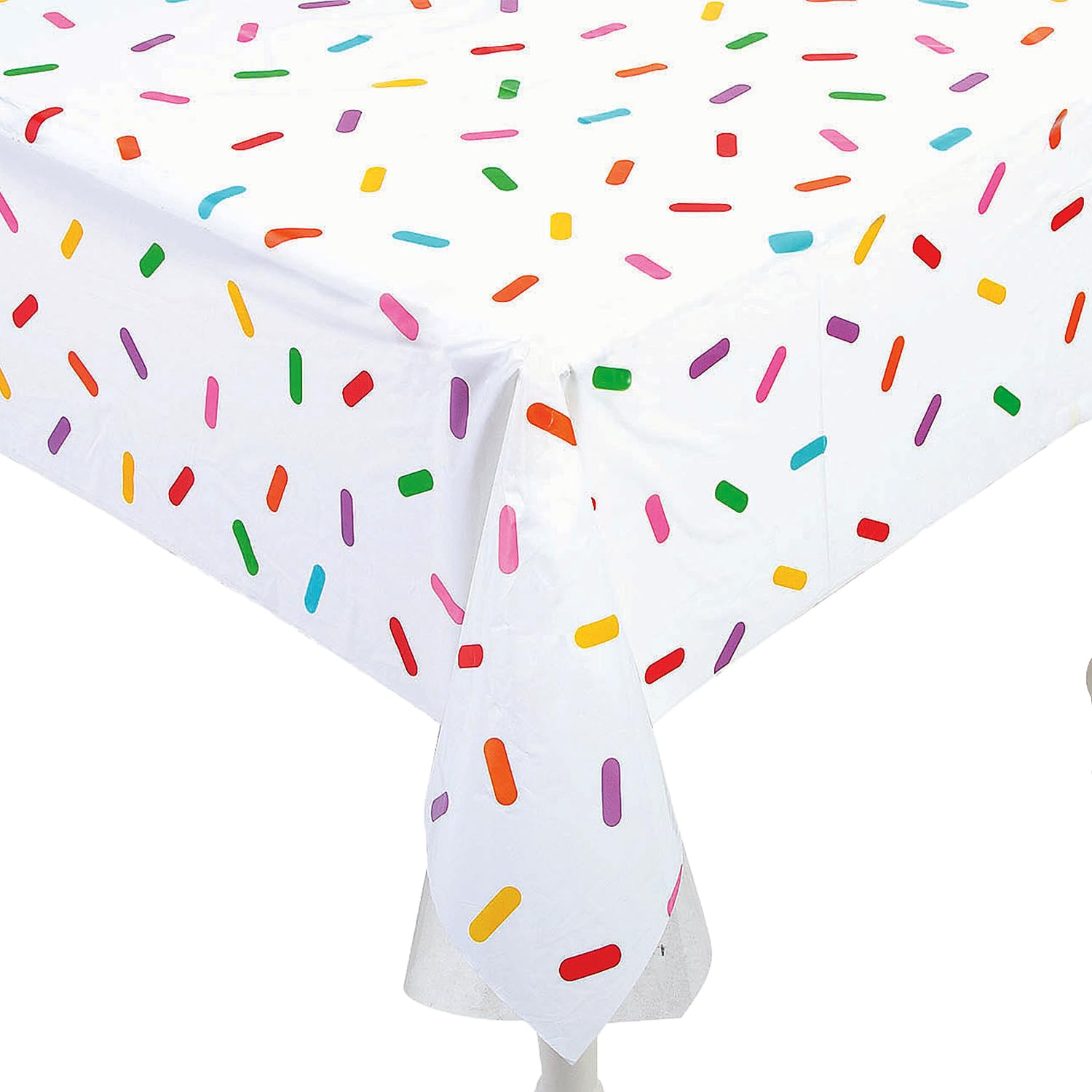 Fun Express Birthday Sprinkle Table Cloth Roll - Plastic Table Cover Disposable 40 x 100 Foot - Party Tablecloth for Rectangle Table | Bulk