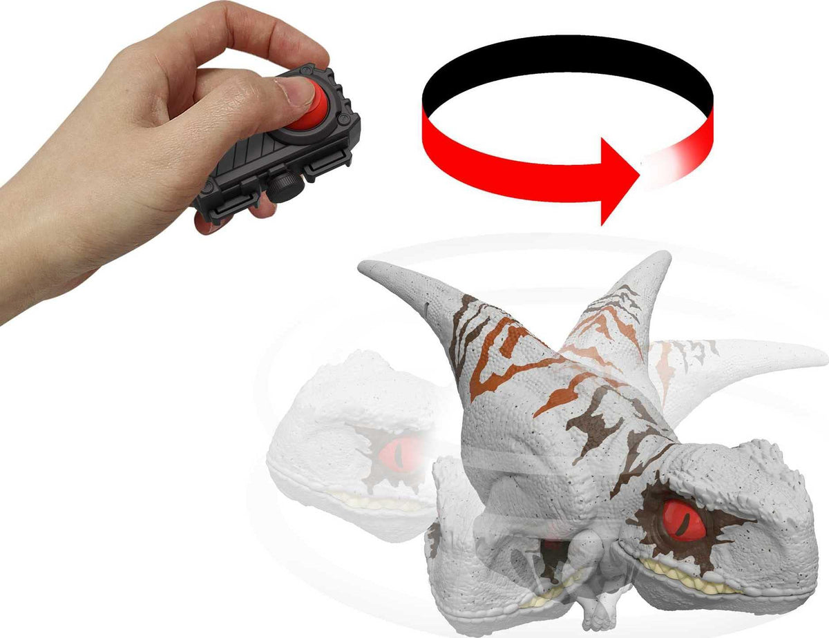 Mattel Jurassic World Dominion Uncaged Dinosaur Toy with Clicker-Controlled Motion & Sound, Click Tracker Atrociraptor Ghost Dino Action Figure