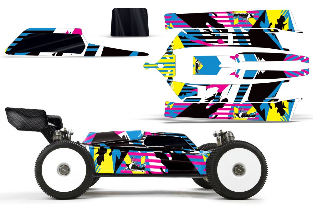 AMR Racing RC Graphics kit Sticker Decal Compatible with Losi 8IGHT-E 3.0 #TLR04002 - Flashback
