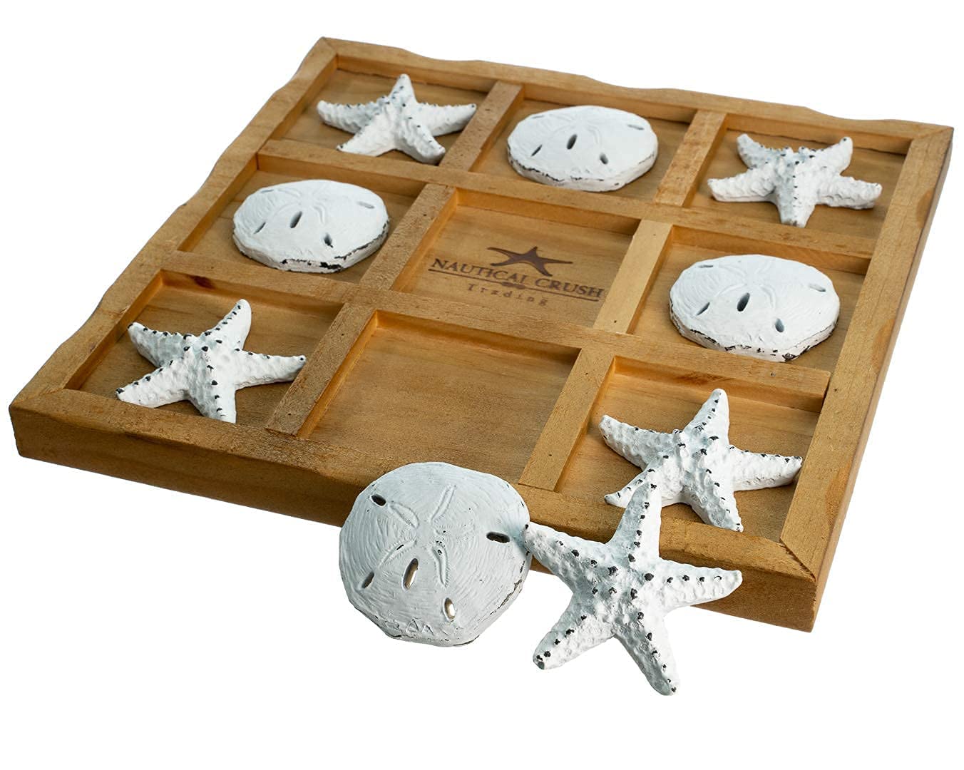 Starfish Tic Tac Toe Game - 9" x 9" - Beach Tic Tac Toe Game - Coastal Beach House Coffee Table Game Board - Tic Tac Toe Decor - Beach House Games