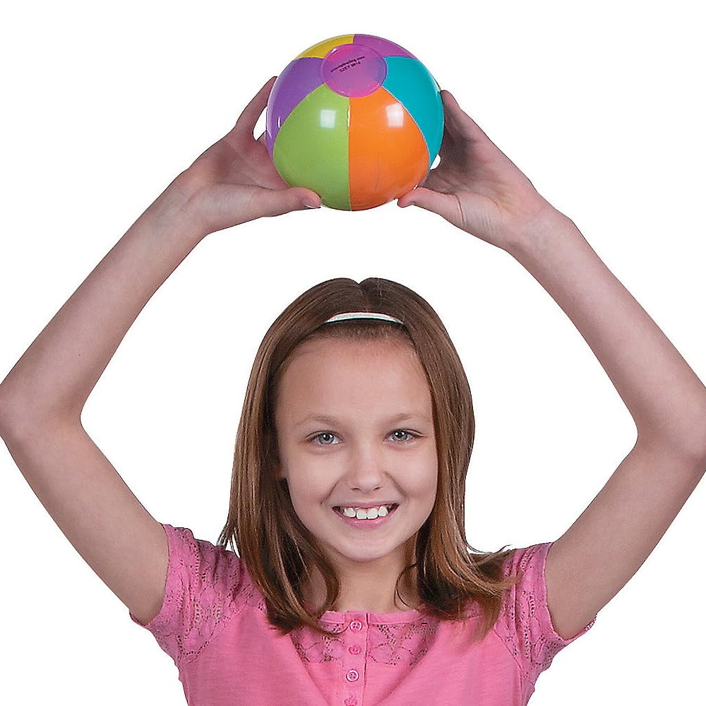 Fun Express Mini Beach Balls Bulk Set of 12-5 Inch Inflatable Ball Pool Toys for Kids Ages 4-8 | Beach Party Favors & Toddler Party Games | Summer