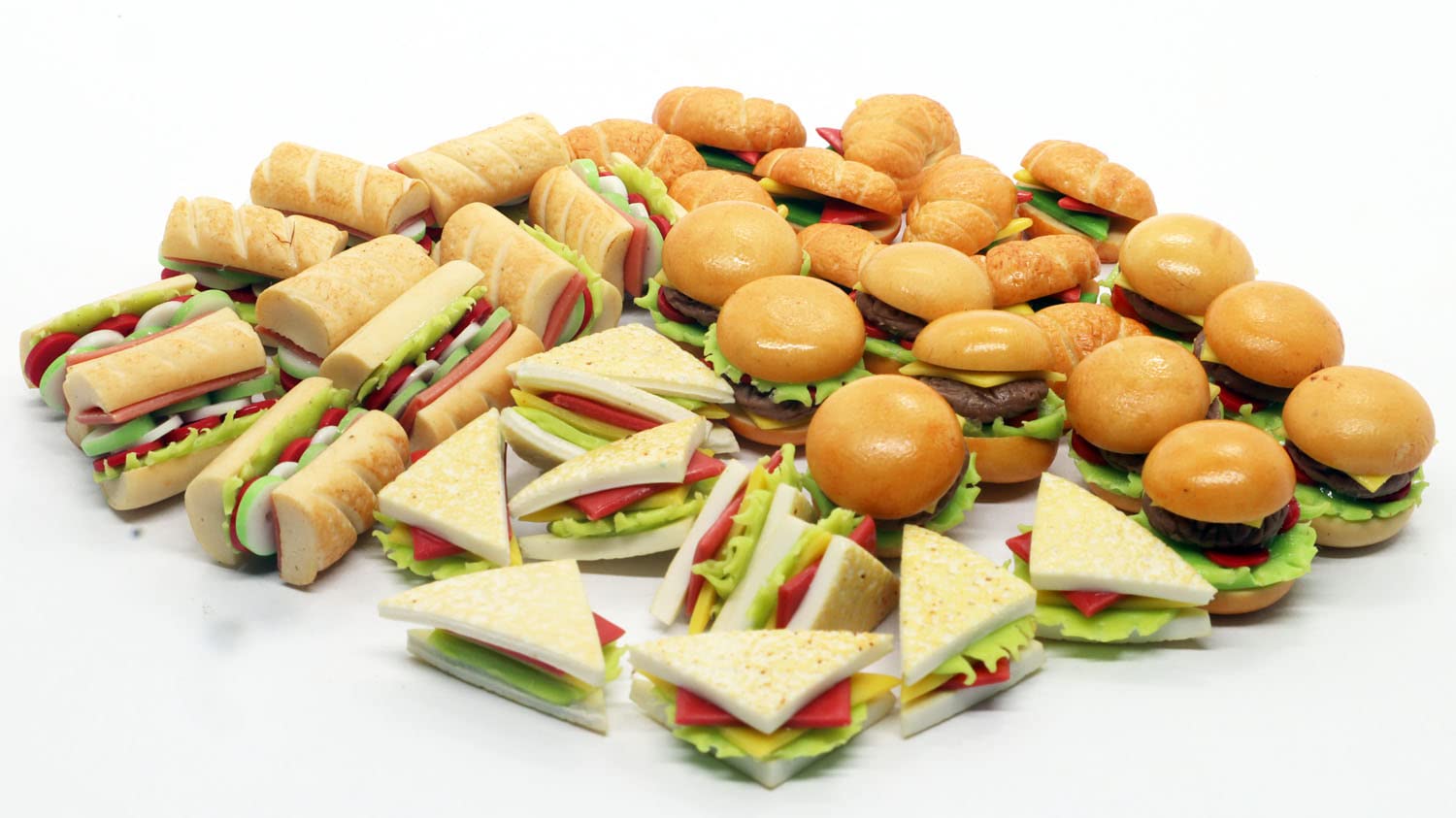 20 Assorted Sandwich, Burger and Croissant Dollhouse Miniature,Dollhouse Accessories for Collectibles
