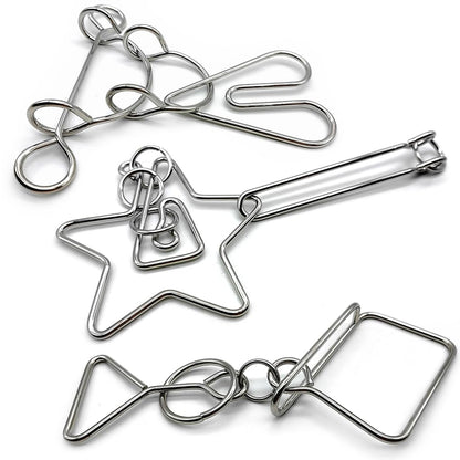 Zooshine 3PCS Large Hard Metal Brain Teaser Puzzles,Metal Wire Puzzle Set Challenging Magic Trick Toy for Party,Office Gift for Adults Kids Teens