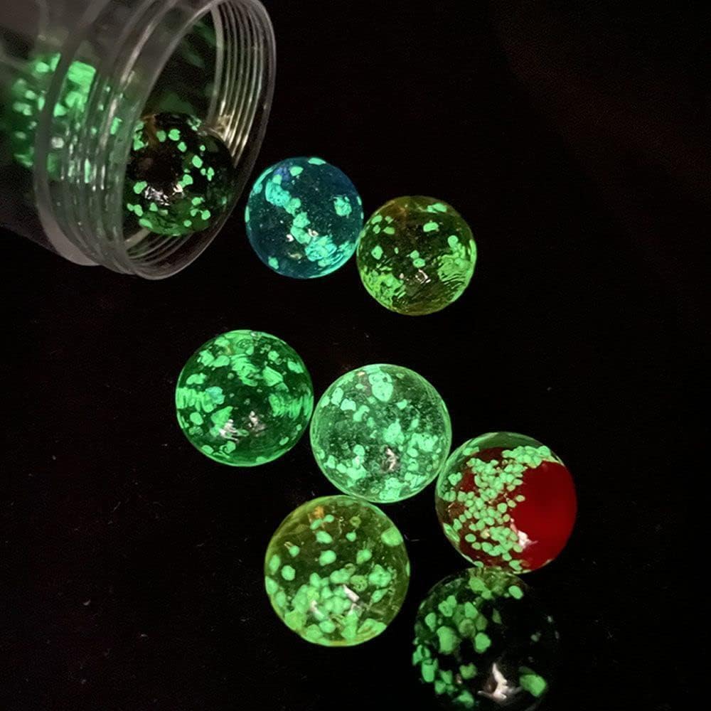 NexusPulse 10Pcs Gold Marbles Glow in The Dark Glass Marbles Ball Luminous Glass Ball Runs,Marble DIY and Home Decoration Dice and Marble(12mm/0.47in)