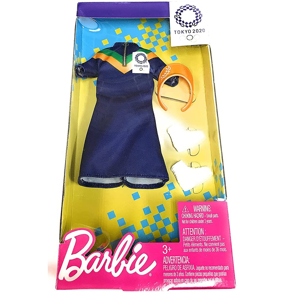 Barbie Clothes: Outfit Inspired by Olympic Games Tokyo 2020 Doll, Dress with Visor and Sneakers, Gift for 3 to 8 Year Olds