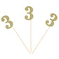 Third Birthday Centerpiece Sticks Gold Glitter Number 3 Party Table Toppers Flower Picks Anniversary Party Supplies - Pack of 10