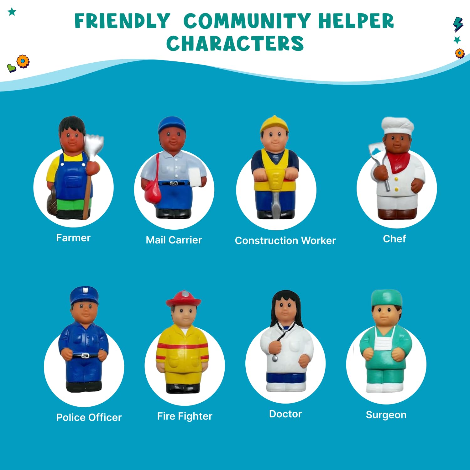 Get Ready Kids Multicultural Career Figures Set of 8-5 inch Chunky Toys
