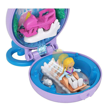 Polly Pocket Polly Snow Cabin Compact with Removable Snowmobile, Bunny Figure, Photo Customization, Micro Polly Doll & Sticker Sheet; for Ages 4 Years