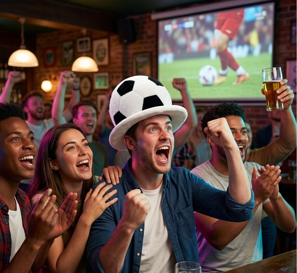 Soccer Ball Shaped Costume Hat Unisex, Black White Football Hat, Sports Game Day Fan Party Headwear for Carnival, Halloween, Sports Match & Cosplay