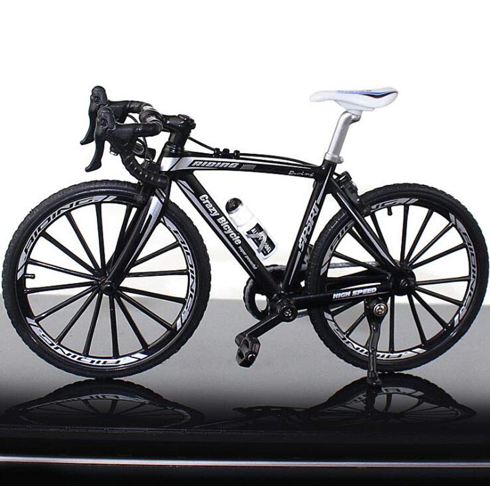 Creative Alloy Finger Bicycle 1:10 Miniature Simulated Bicycle Toys, Finger Racing Bicycle Handlebars Bent(Black)