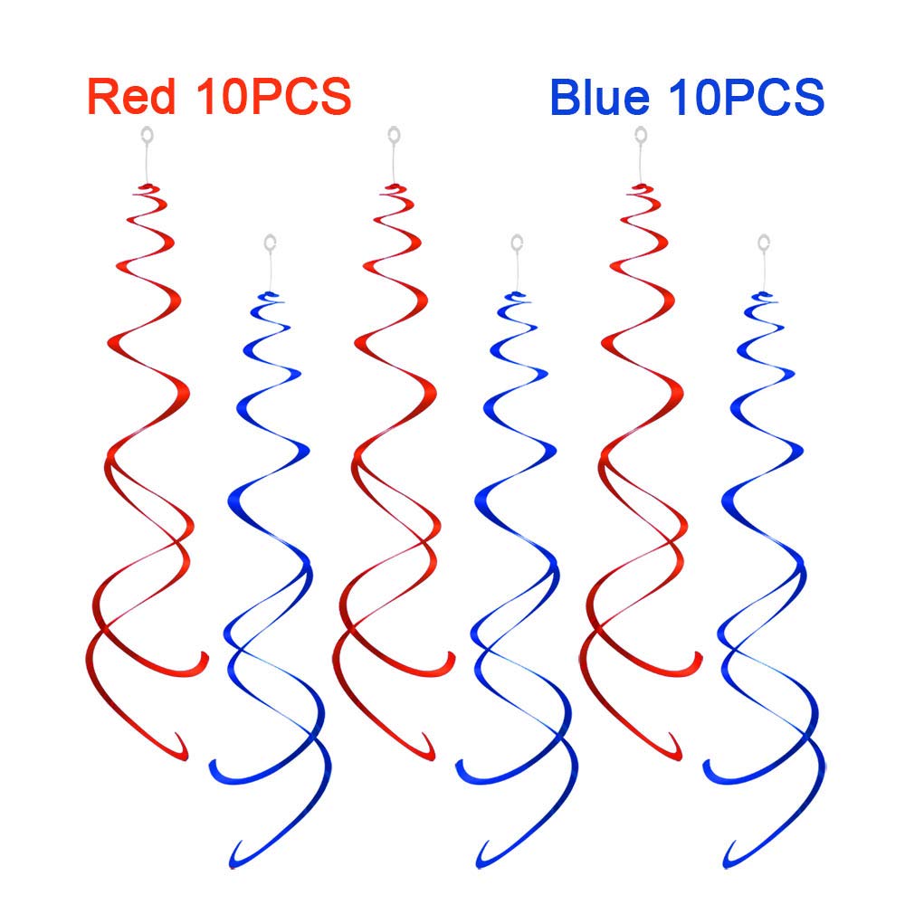 AimtoHome Party Swirl Decorations, Red and Blue Foil Ceiling Hanging Swirl Decoration, Whirls Decorations for Birthday | Wedding | Anniversary |