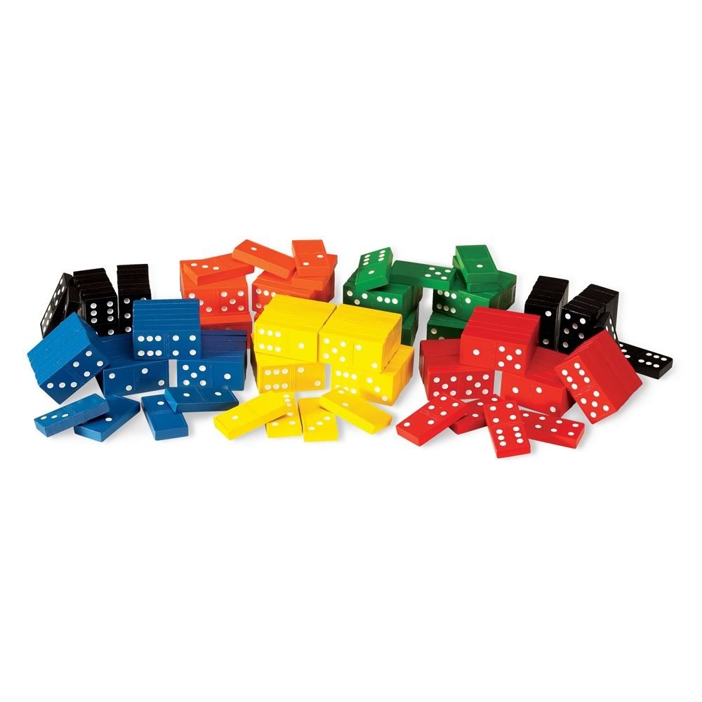 hand2mind Wooden Dominoes Set for Kids, Double Six Dominoes for Toppling, Bulk Domino Blocks, Montessori Math Manipulatives, Kids Dominoes Classroom
