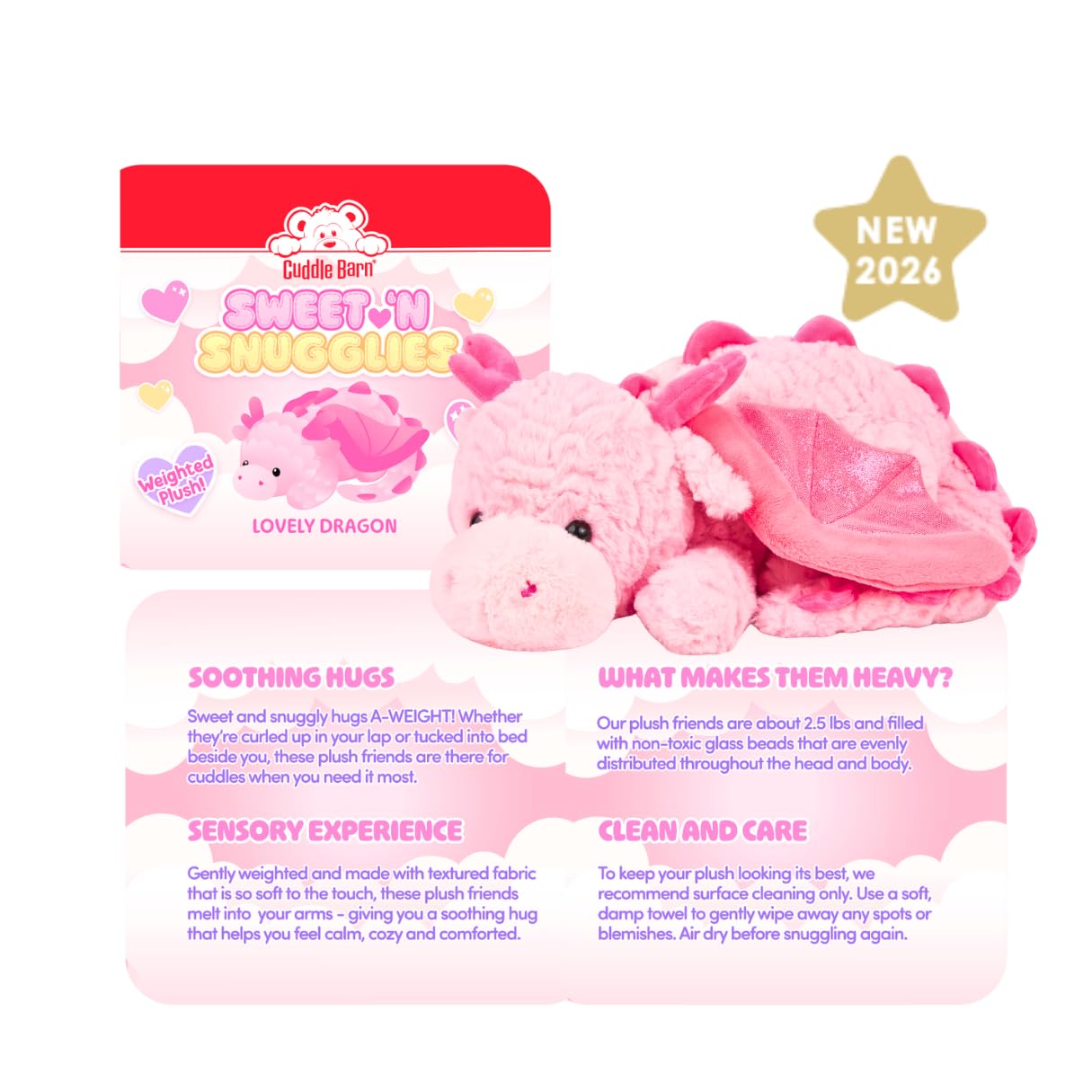 Cuddle Barn Sweet 'N Snugglies Lovely Dragon Weighted Plush - 2.5 lbs, 16"