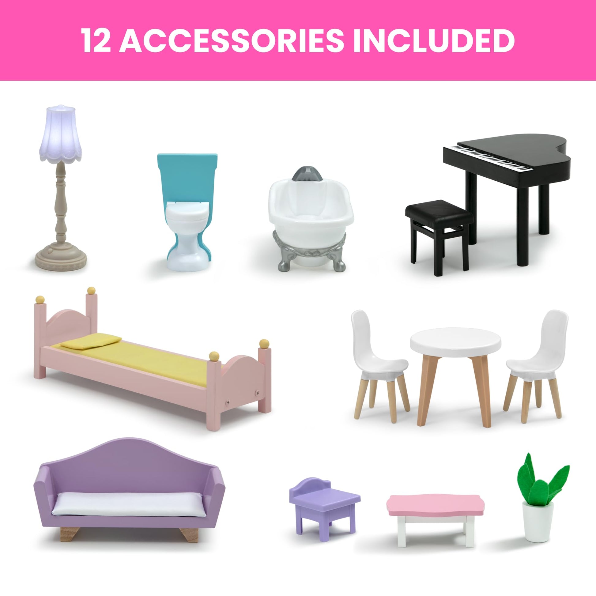 Delta Children MySize Dollhouse - Large 3-Story Dollhouse with 7 Rooms Includes 12 Accessories - Fits 12-inch Dolls - Pretend Play Dream Gift for Ages