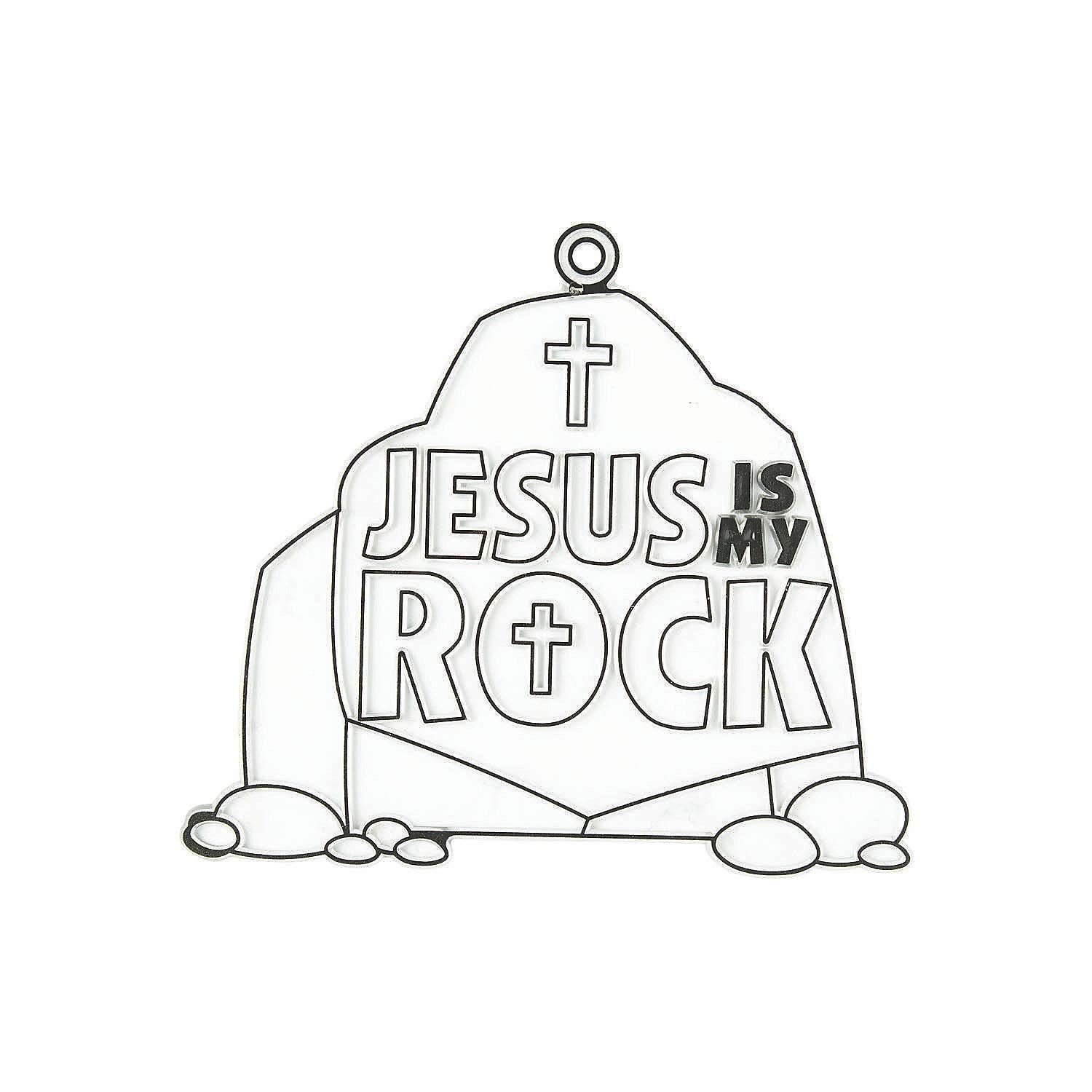 Fun Express Jesus is My Rock Suncatchers - Sunday School and VBS Craft Supplies - VBS 2026 Vacation Bible School Supplies/Decor - 24 Pieces - Clear