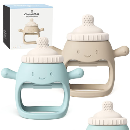 ChooKaChoo 2 Pack Baby Teething Toy for Over 3 Months, Food Grade Silicone Teething Mitten, Anti Dropping Wrist Hand Teethers Baby Chew Toys