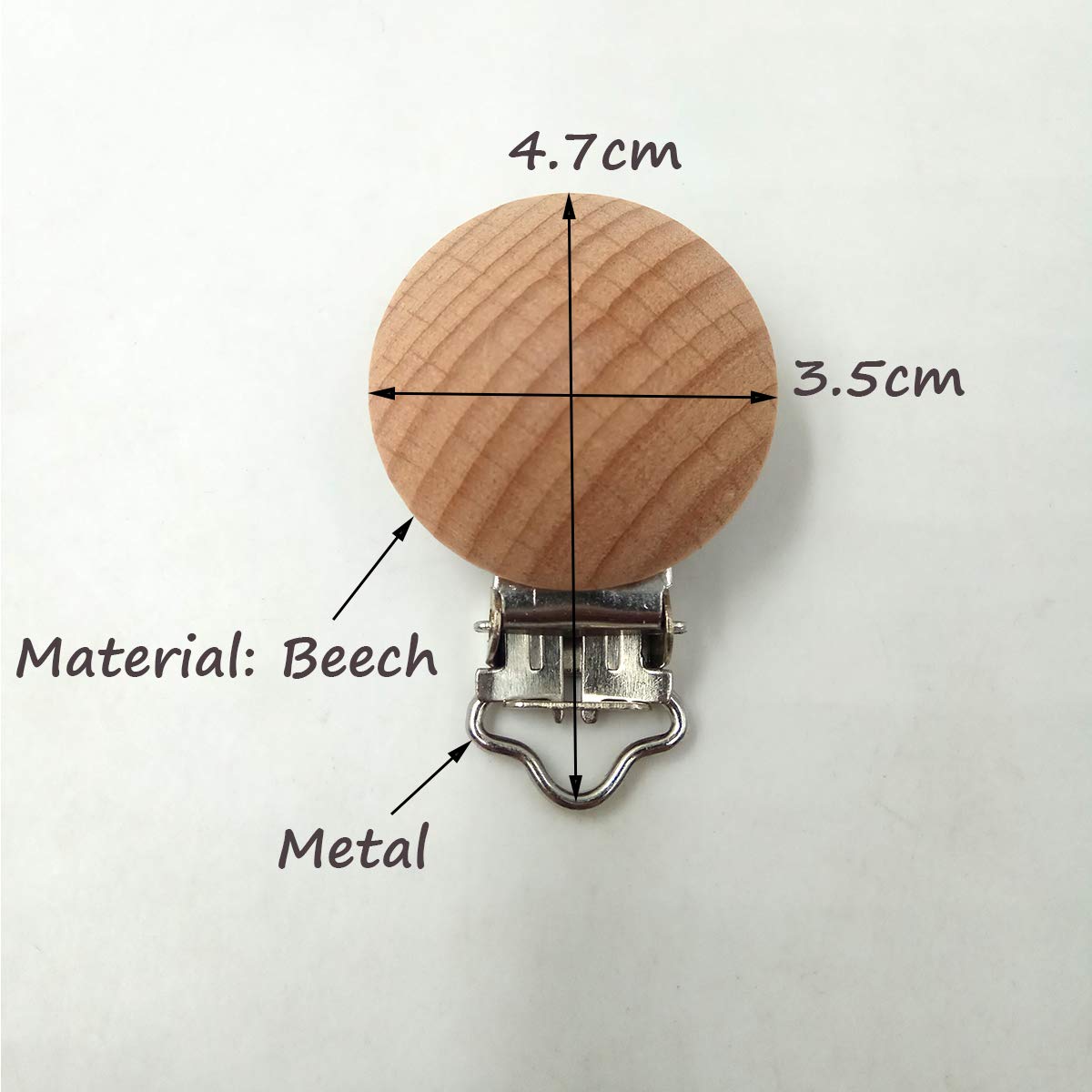 10pcs Wooden Fixed Strap Clips Round Head Shape Suspenders Clip Craft Hooks Clothes Fasteners Holder(3.5cm/10pcs)