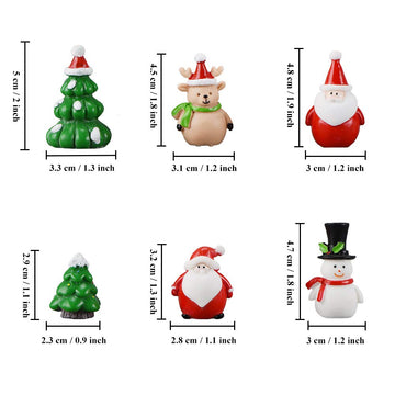 17Pcs Christmas Miniature Figurines Resin Ornament Mini Figurines to Hide Santa Claus Snowman Penguin Reindeer Xmas Tree for Garden Table Snow Globe