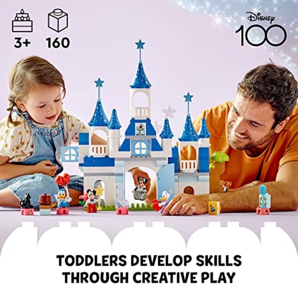 LEGO DUPLO Disney 3in1 Magic Castle Building Set for Family Play with 5 Disney Figures Including Mickey, Minnie, and Their Friends, Magical Adventure