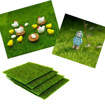 EMiEN 6''x6''Life-Like Artificial Grass Lawn Miniature Ornament for for DIY Fairy Garden Decoration (4 Pack)