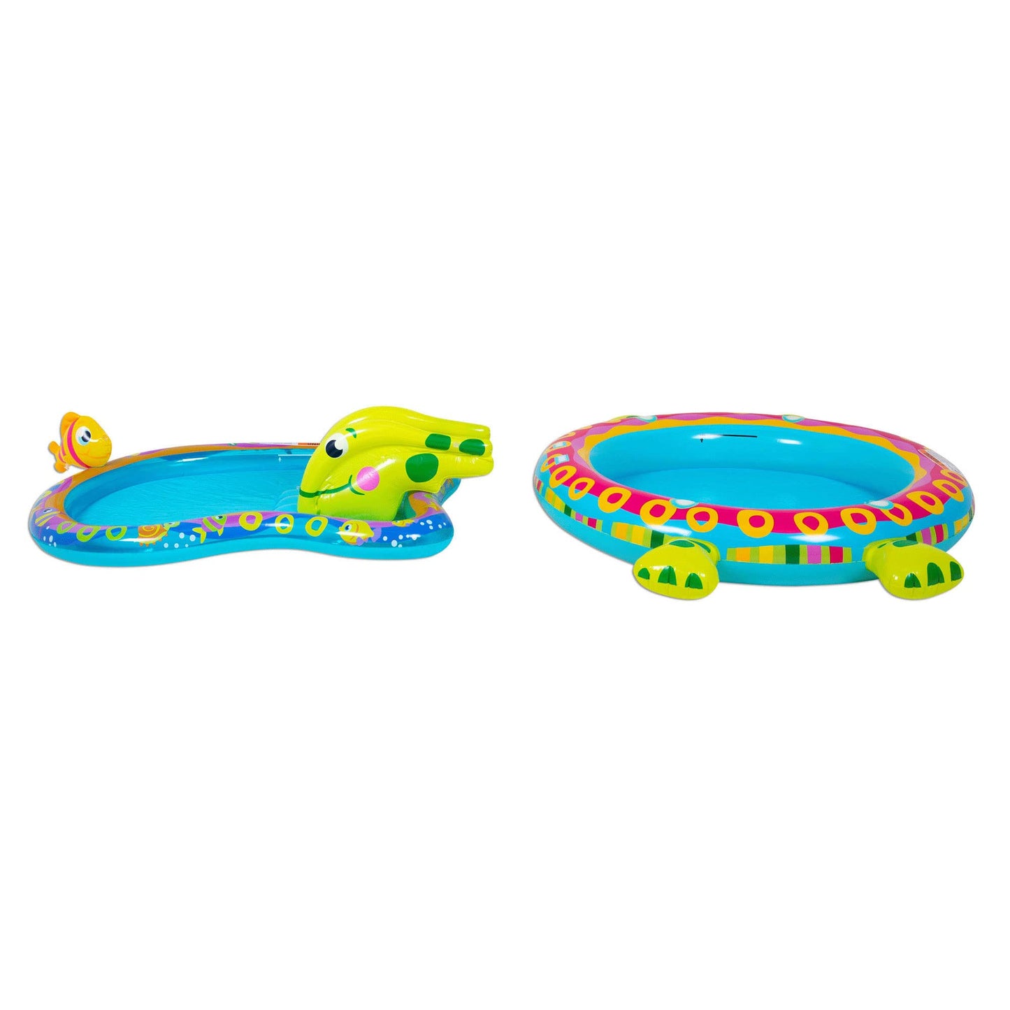 Banzai Shade 'N Slide Turtle Inflatable Outdoor Kiddie Splash Pool with Fish Sprinkler, Removable Canopy, and Mini Slide for Ages 3+