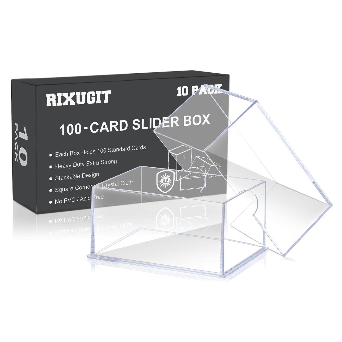 RIXUGIT 10-Pack 100-Count Deck-Case Card-Box - 2 Piece Trading Card Storage Box, Trading Deck Boxes, Clear Case Collection Storage Box for Gaming