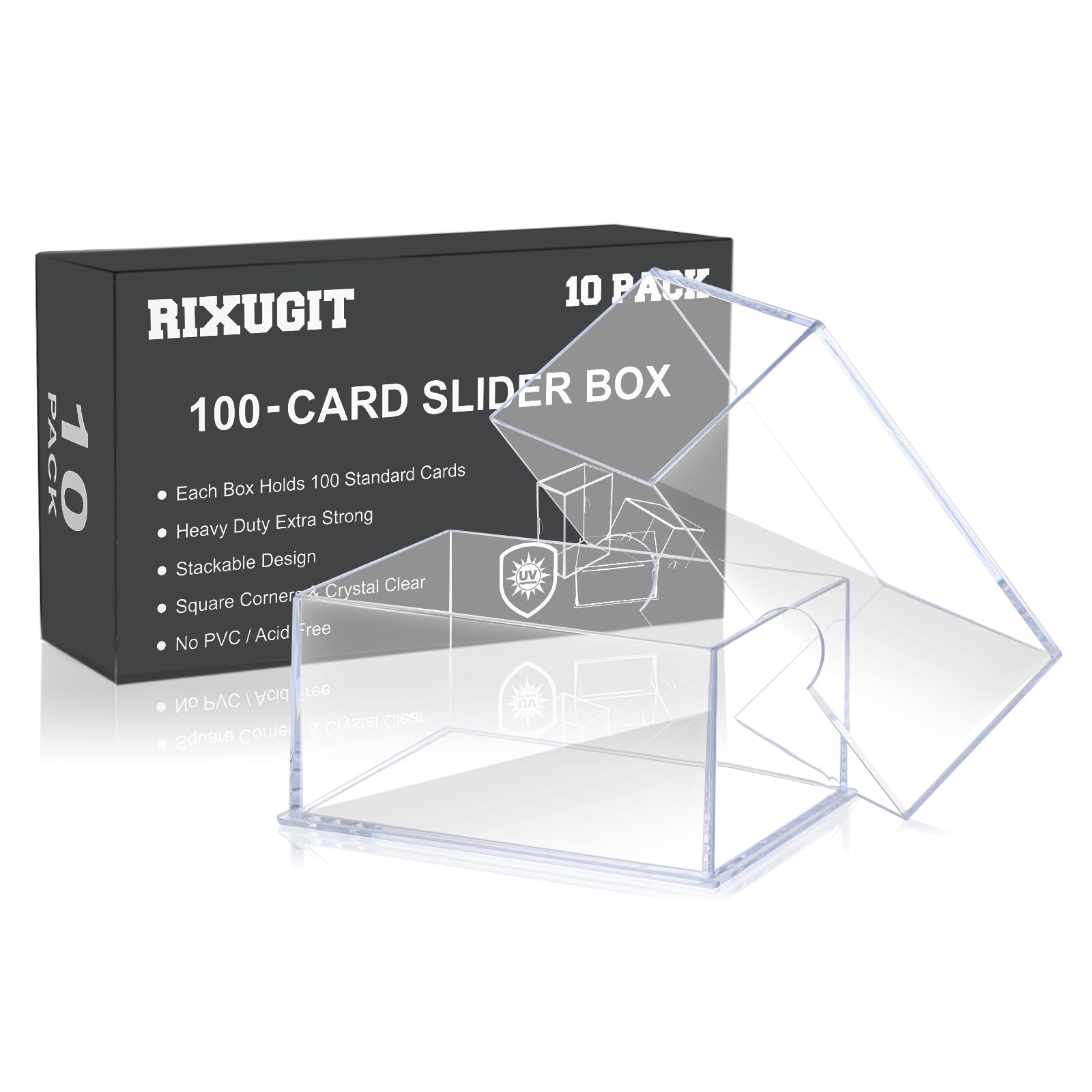 RIXUGIT 10-Pack 100-Count Deck-Case Card-Box - 2 Piece Trading Card Storage Box, Trading Deck Boxes, Clear Case Collection Storage Box for Gaming