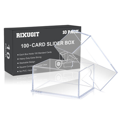 RIXUGIT 10-Pack 100-Count Deck-Case Card-Box - 2 Piece Trading Card Storage Box, Trading Deck Boxes, Clear Case Collection Storage Box for Gaming