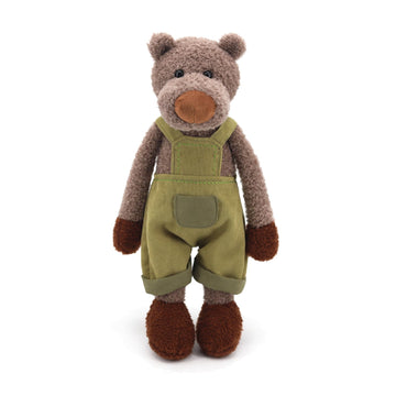MR ViviCare 15" Adorable Bear Stuffed Animals with Green Overalls for Kids and Newborn Baby,Dressed Stuffed Teddy Bear Plush Toys for Boys