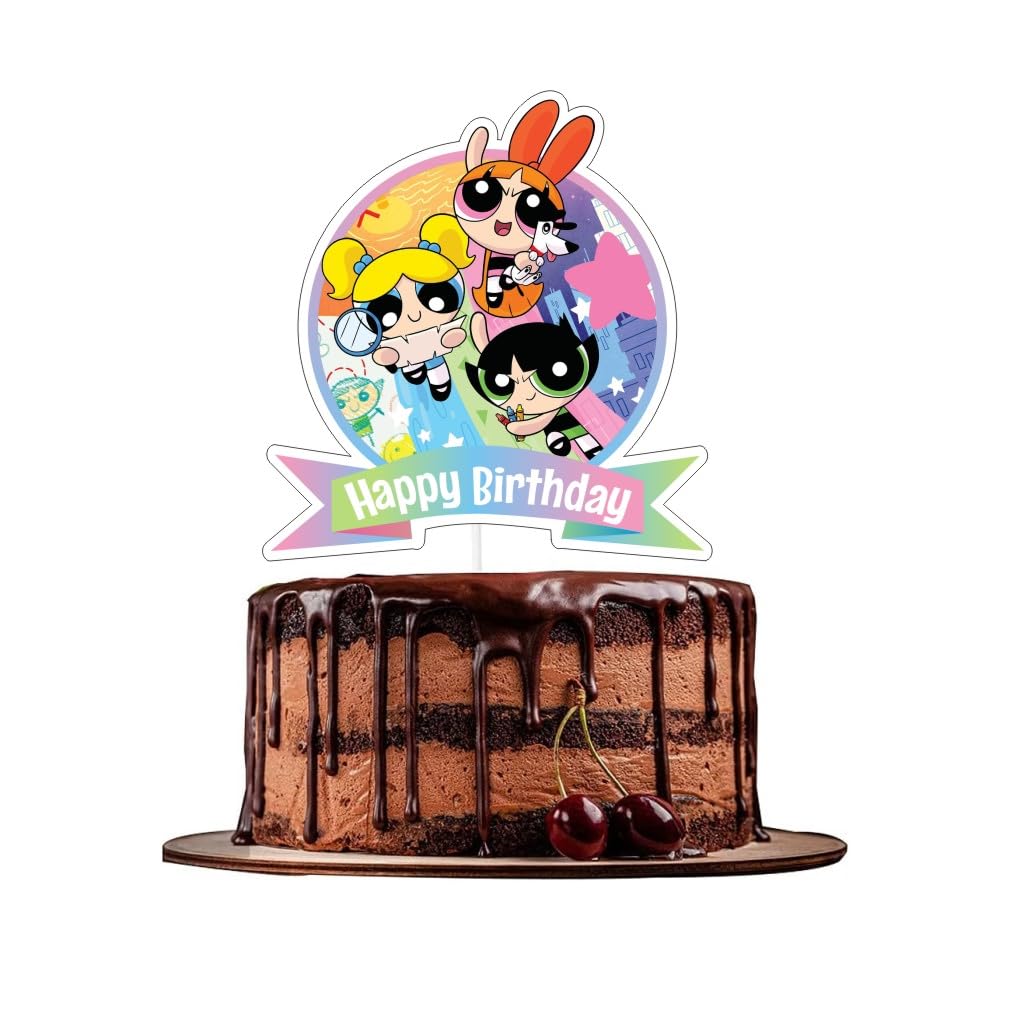 25Pcs Power Girls Cake Decorations with 24pcs Cupcake Toppers, 1pcs Cake Topper for Girls Birthday Party Supplies