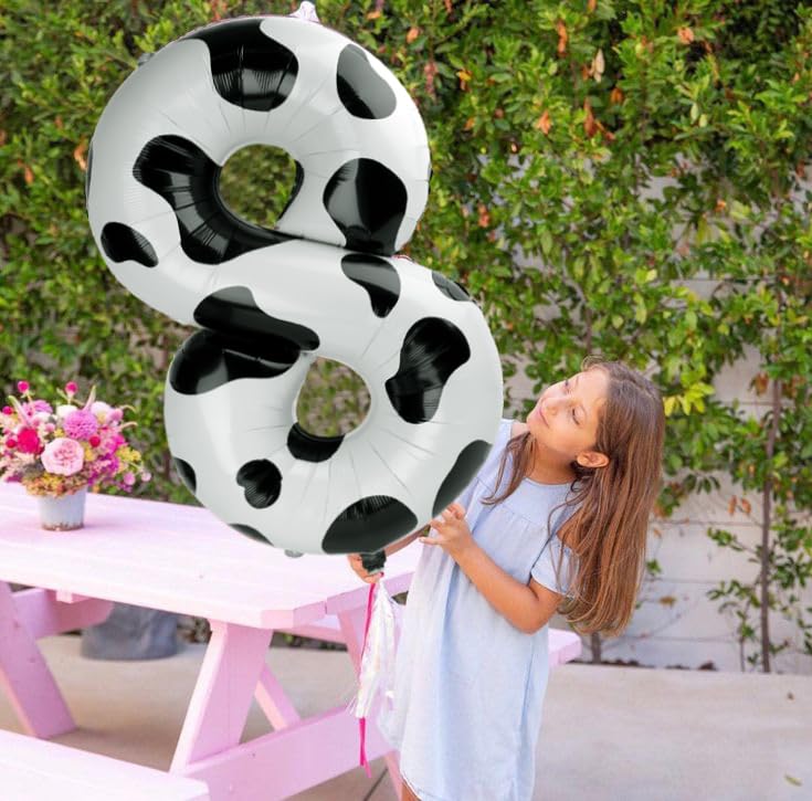 Cow Print Number Balloon Birthday Decorations, 40 inch Number balloon 0-9(Zero-Nine), Cow Balloon for Farm Birthday Party Supplies, Cow Themed