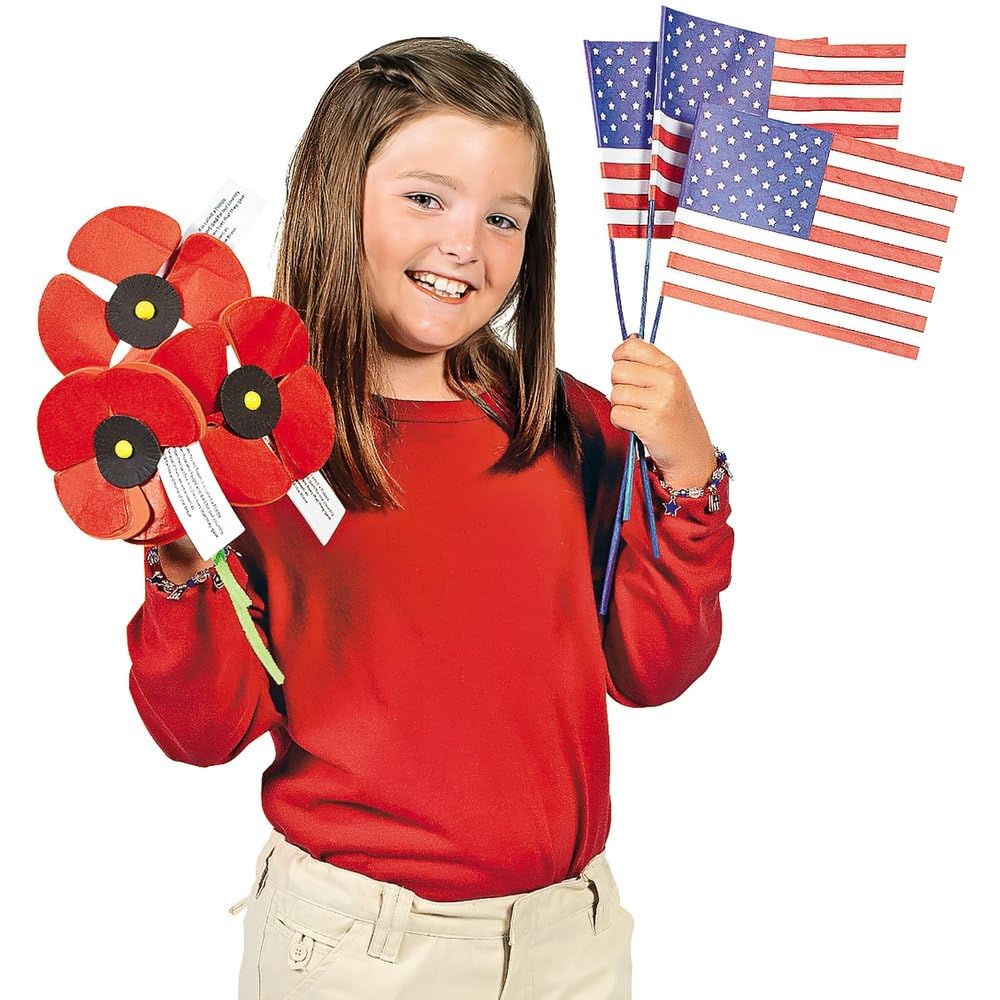 Small Paper Color Your Own American Flags - 8 1/2" x 6" on 13 3/4" - 12 Pc.