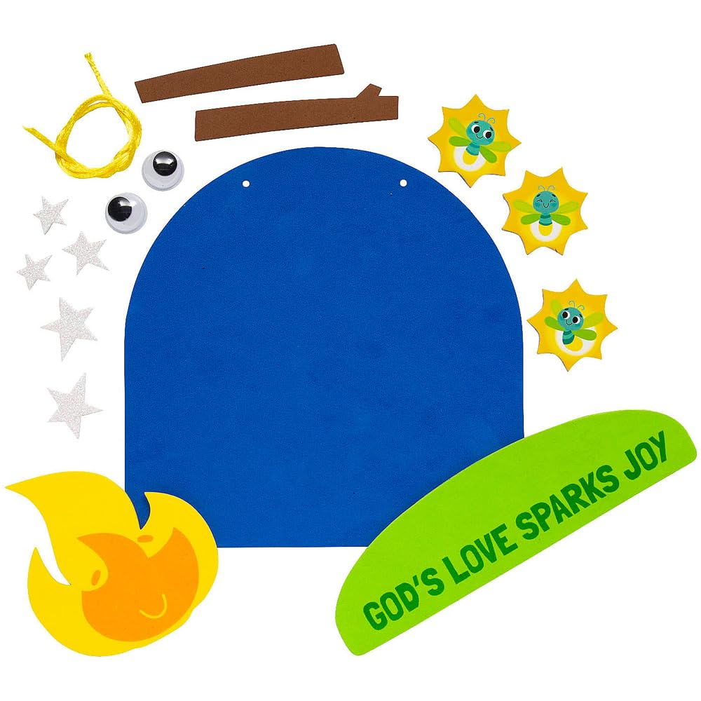Fun Express Camp VBS Firefly Sign Craft Kit Makes 12 - Sunday School Crafts for Kids Ages 4-8 | Christian Crafts for Vacation Bible School 2026 | Bulk