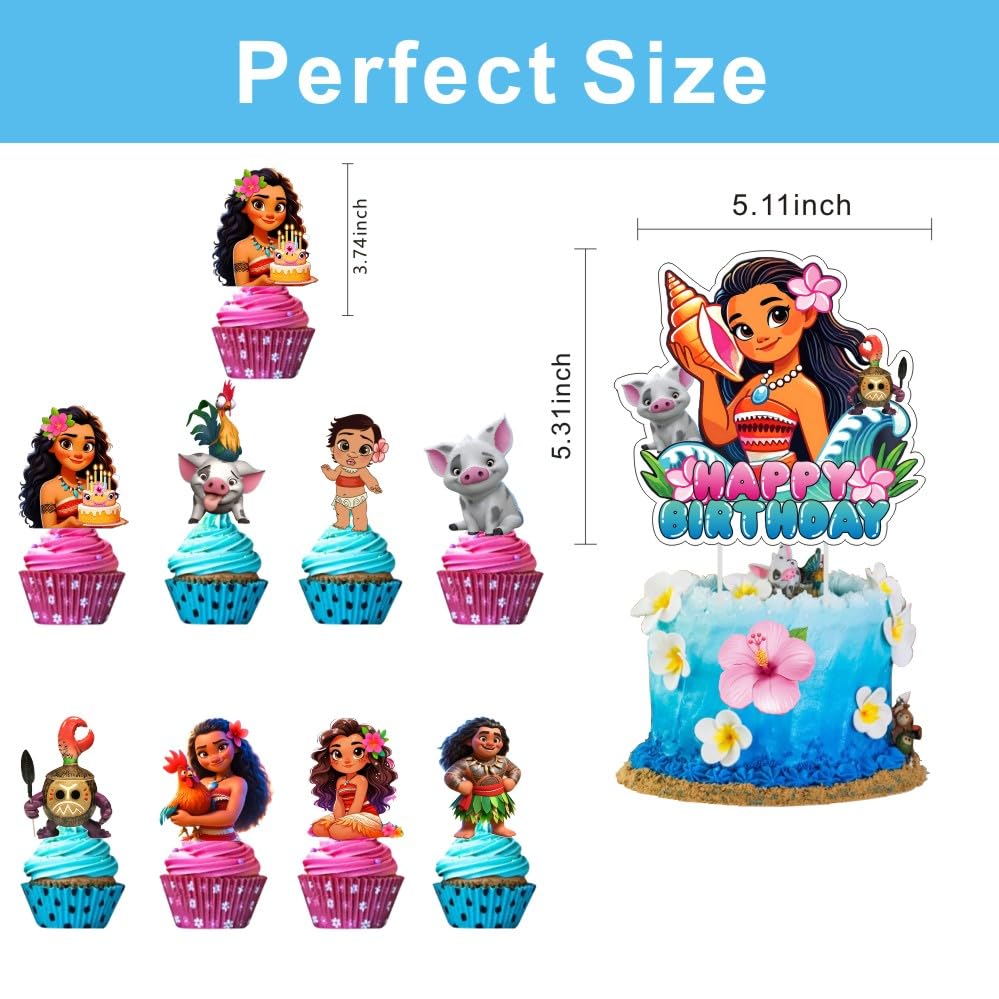 25 Pcs Cake Topper and Cupcake Toppers Set Birthday Party Supplies for Moanana Birthday Decorations