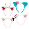 Atvscay 4pcs Plush Cat Ears Headbands, Dollhouse Birthday Party Accessories, Glitter Cartoon Kitty Headwear For Girls Halloween Supplies (4PCS Plush)