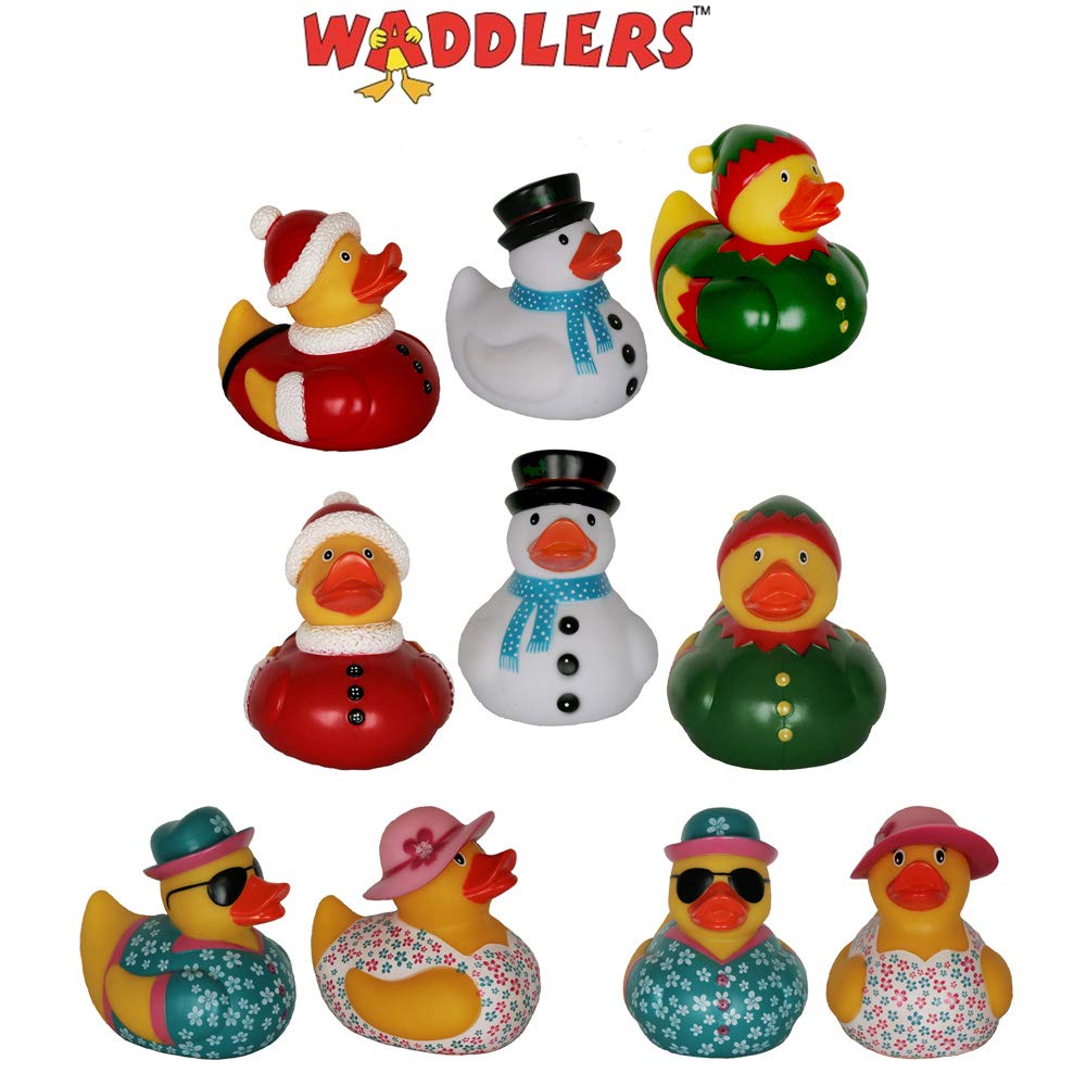 Santa Rubber Duck Bigger 5", Waddlers Brand, Rubber Ducky Christmas Stocking Stuffer, for All Ages
