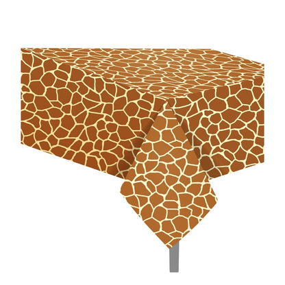 2Pcs Jungle Animal Theme Table Cover, Giraffe Print Birthday Tablecloth Supplies, Plastic Disposable Giraffe Animal Print Party Decorations Table