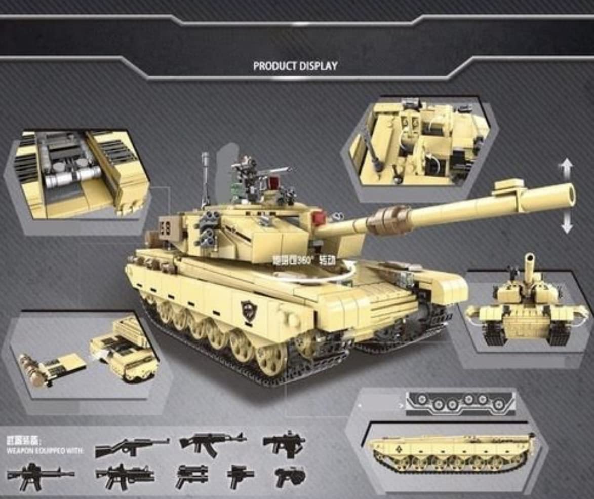 General Jim's Type 99 Main Battle Tank Building Block Alternative Bricks Set, 1,340 Pieces - Realistic Design with Rotating Turret, Moving Cannon,