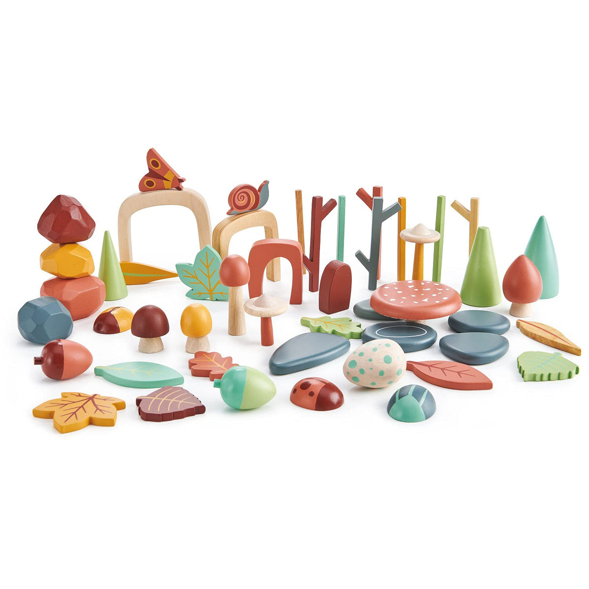 Tender Leaf Toys My Forest Floor - Wooden Open-Ended Tinker Tray Creative Play Box with Removable Compartments - Montessori Toy for Imaginative Play